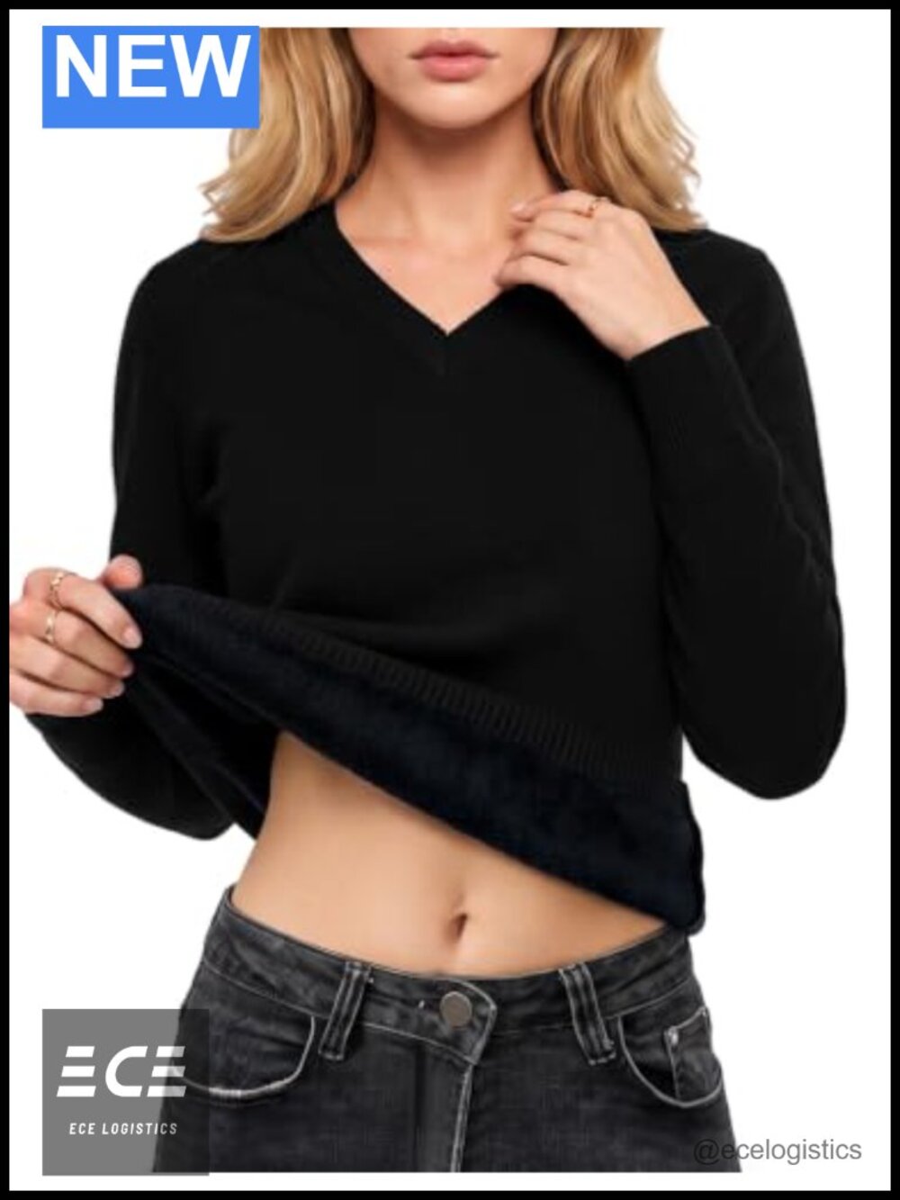 Fleece Lined V-Neck Thermal Knit Pullover Sweater Slim Fit